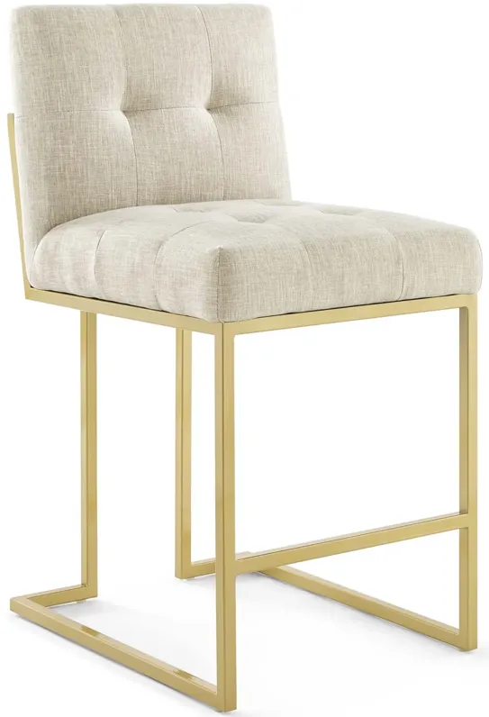 Privy Gold Stainless Steel Upholstered Fabric Counter Stool Set of 2