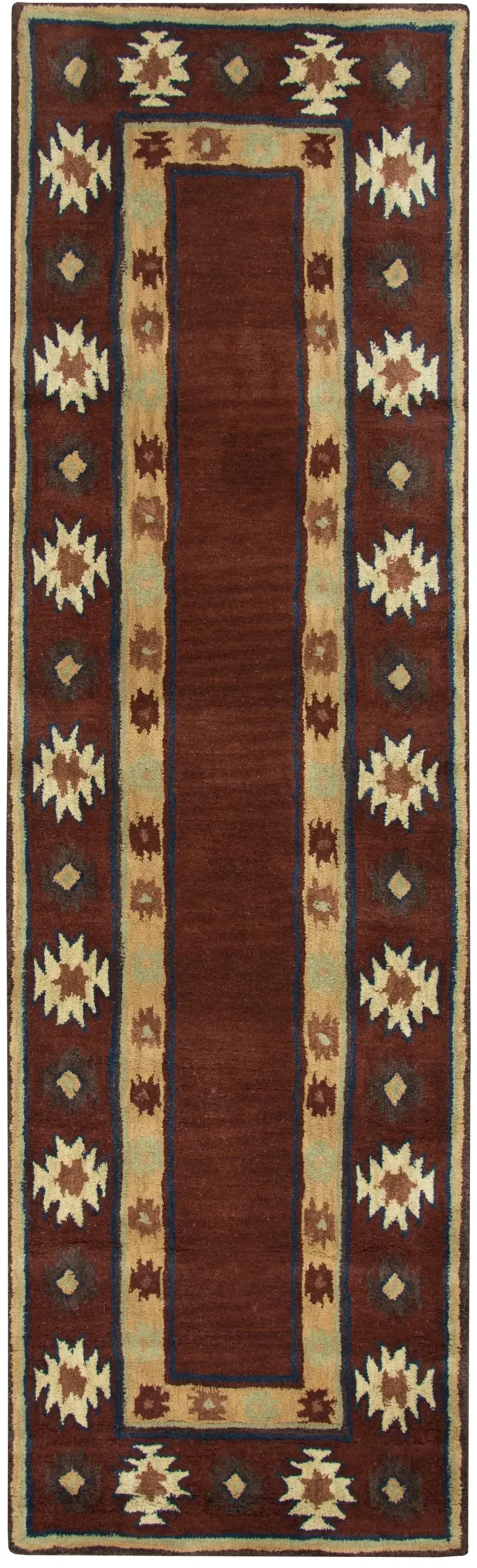 Southwest Red Southwest/Tribal Wool 2'6" x 10' Runner Rug