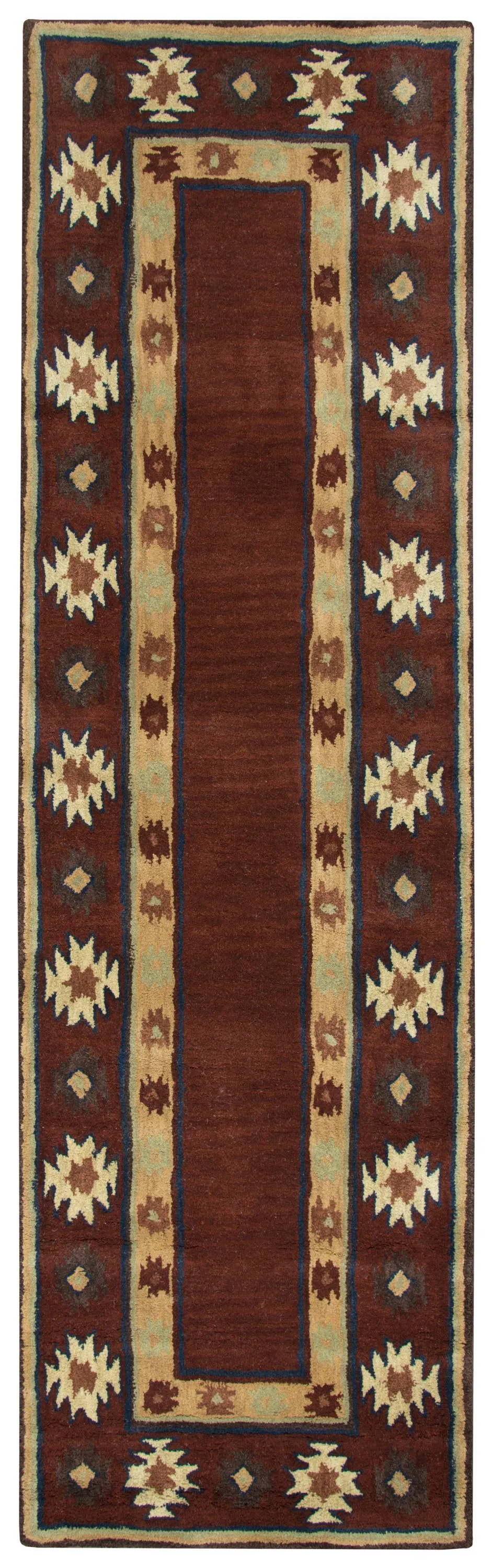 Southwest Red Southwest/Tribal Wool 2'6" x 10' Runner Rug