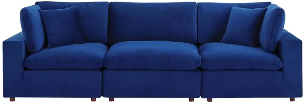 Commix Down Filled Overstuffed Performance Velvet 3-Seater Sofa