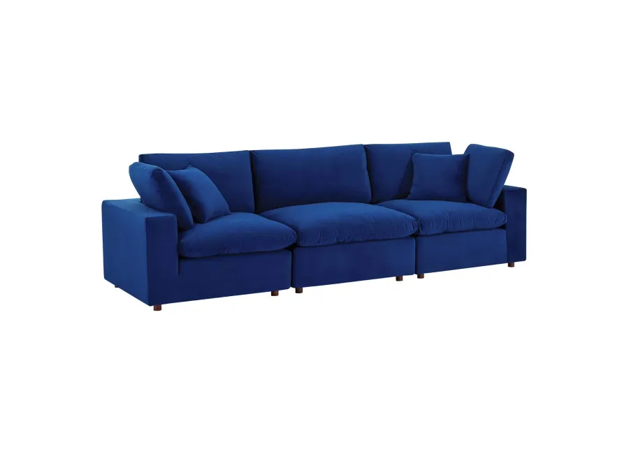 Commix Down Filled Overstuffed Performance Velvet 3-Seater Sofa