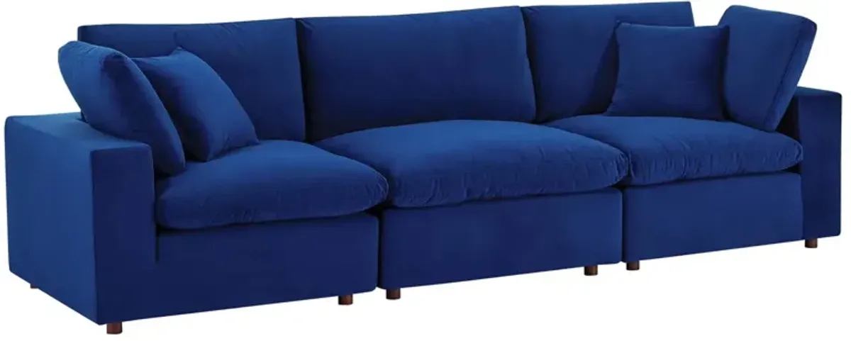 Commix Down Filled Overstuffed Performance Velvet 3-Seater Sofa