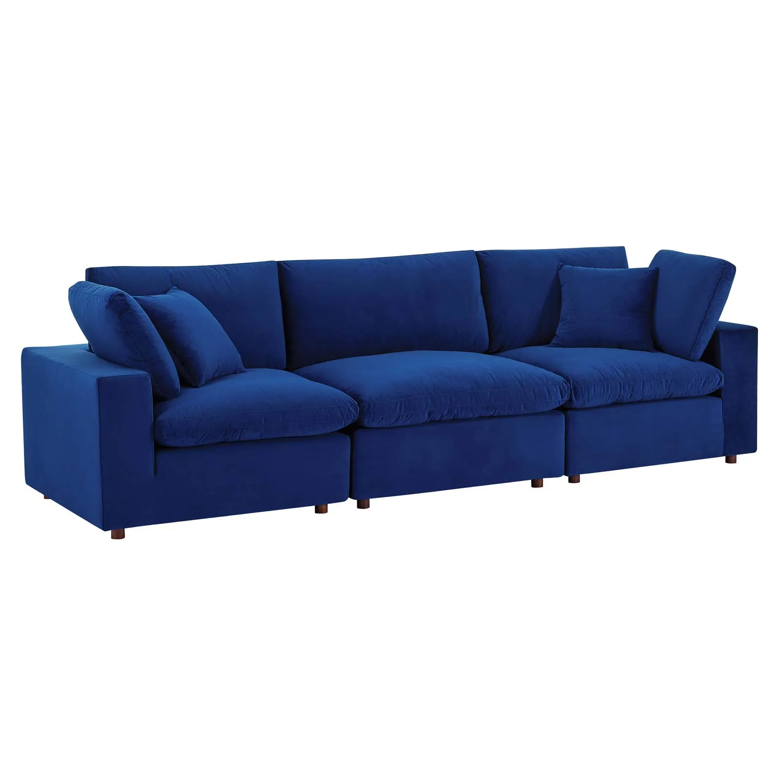 Commix Down Filled Overstuffed Performance Velvet 3-Seater Sofa