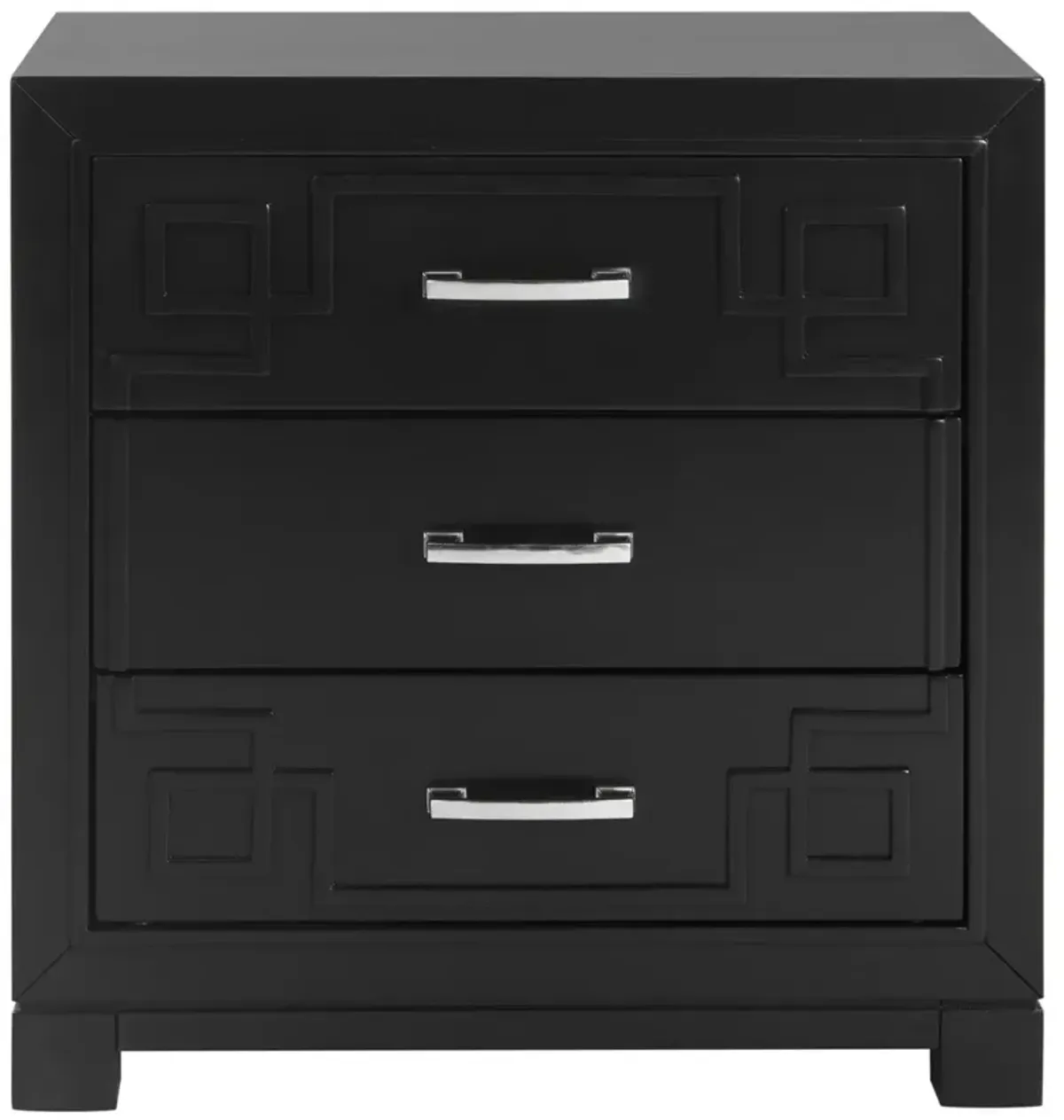 RAINA THREE DRAWER GREEK KEY NIGHT STAND 