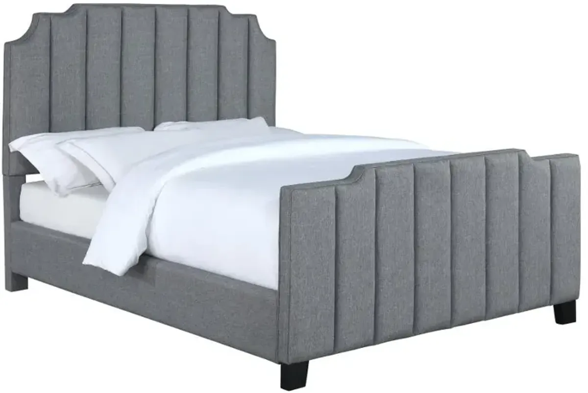 Fiona Upholstered Panel Bed Light Grey