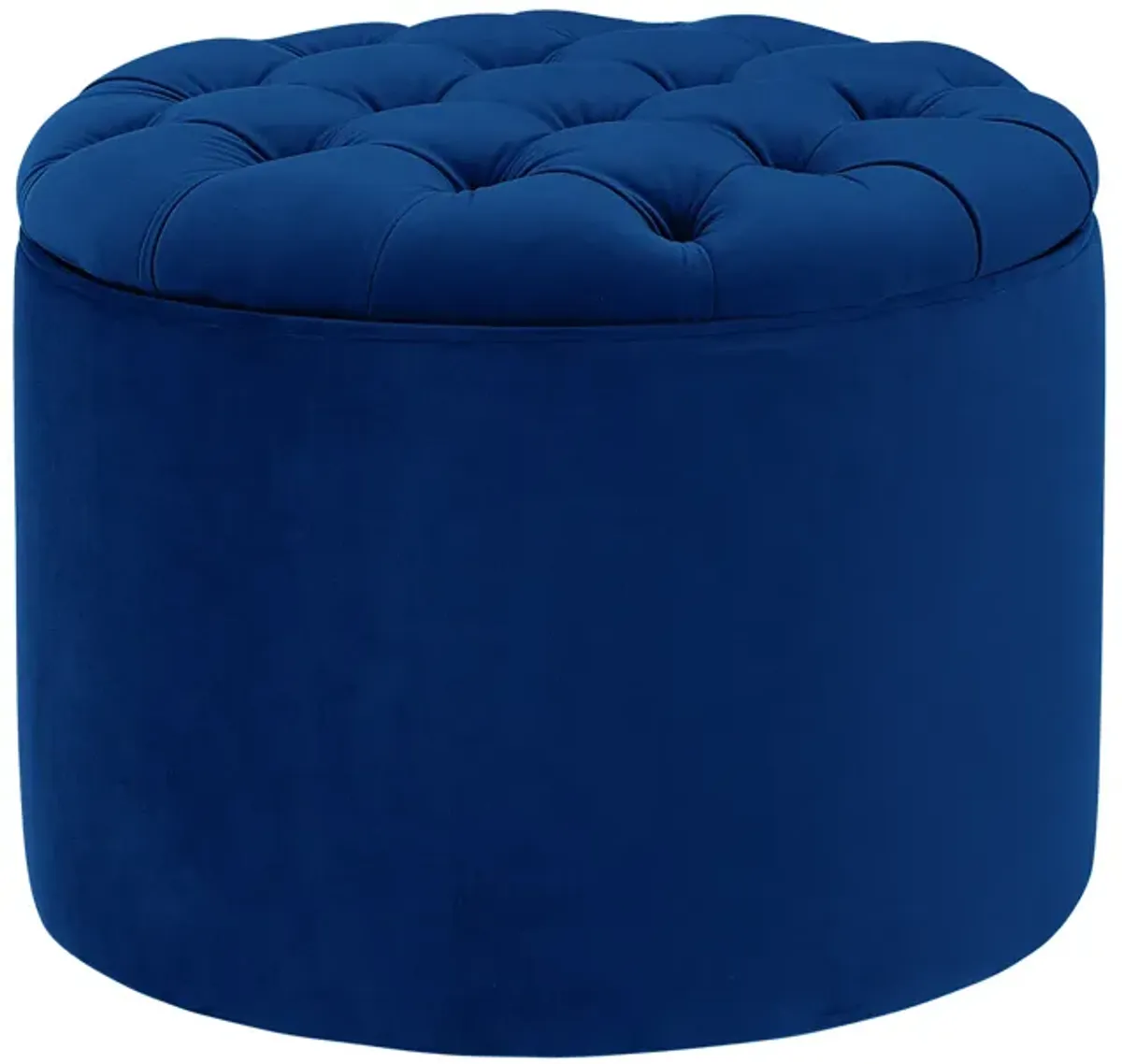 Queen Navy Velvet Storage Ottoman