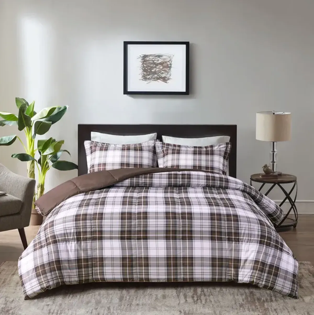 Madison Park Essentials Parkston Brown 3M Scotchgard Down Alternative All Season Comforter Set