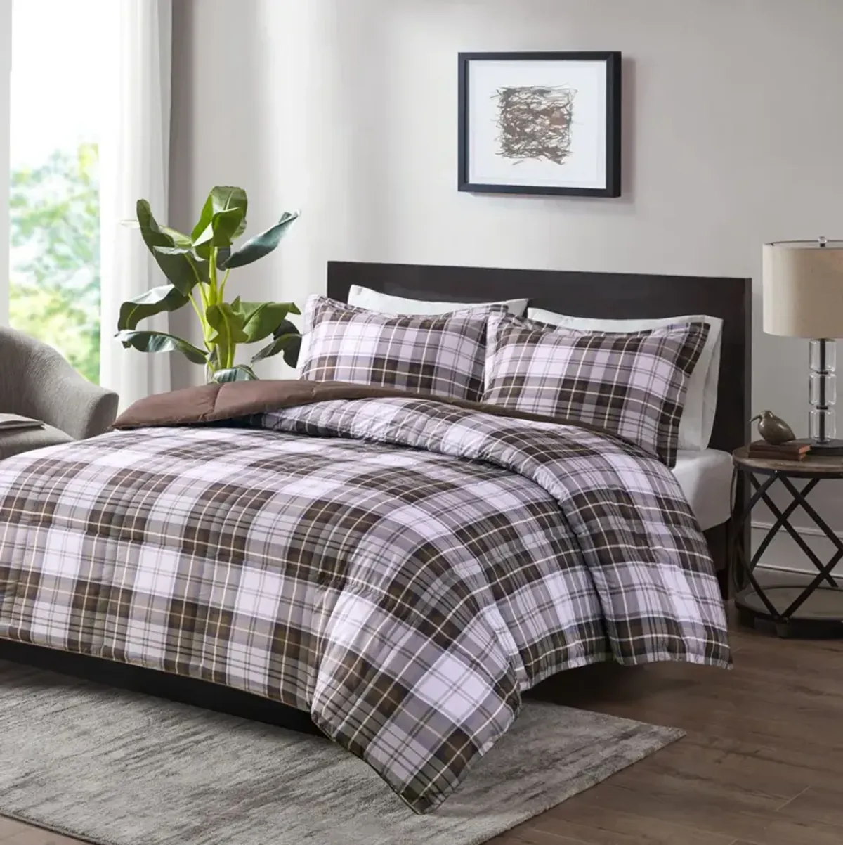 Madison Park Essentials Parkston Brown 3M Scotchgard Down Alternative All Season Comforter Set