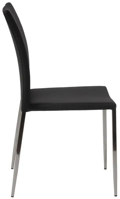 Diana Stacking Side Chair in Black with Polished Stainless Steel Legs - Set of 2