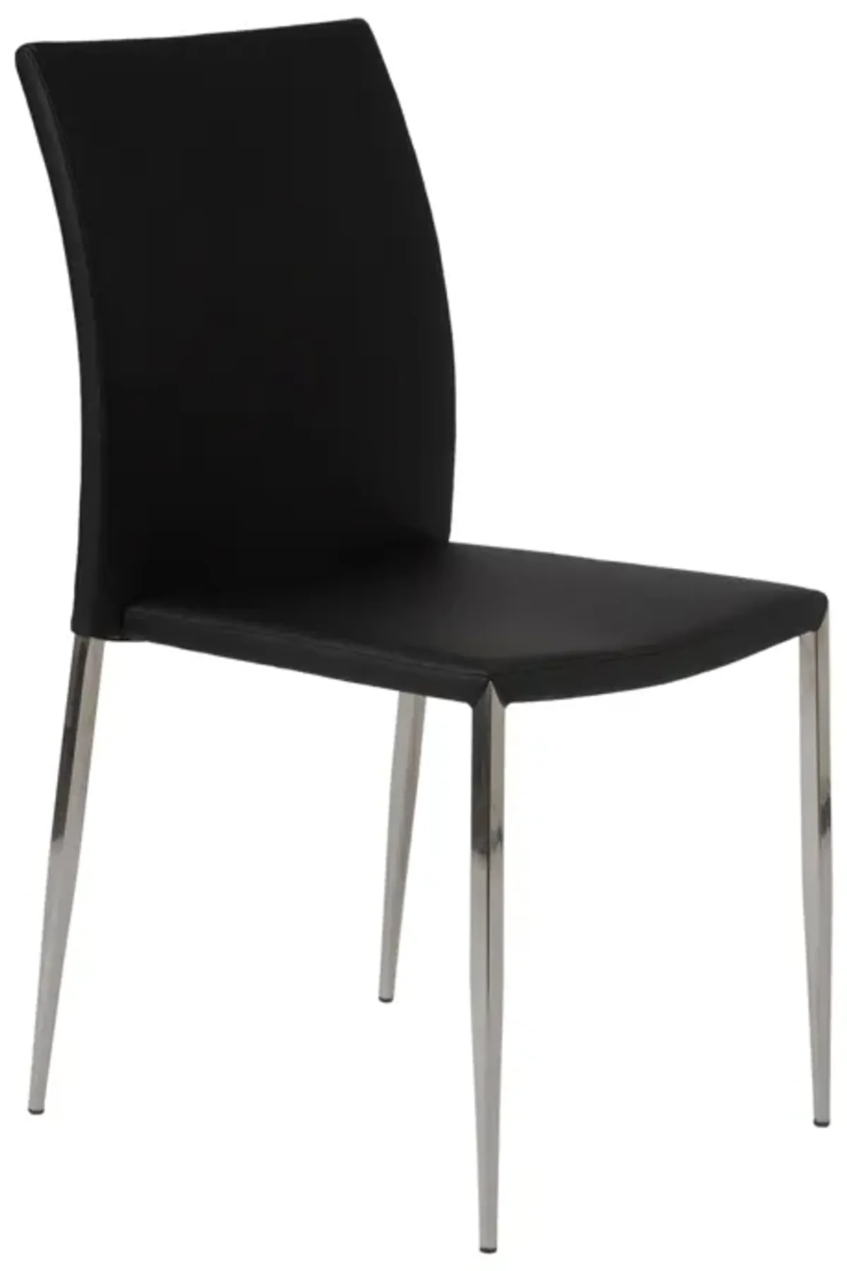 Diana Stacking Side Chair in Black with Polished Stainless Steel Legs - Set of 2