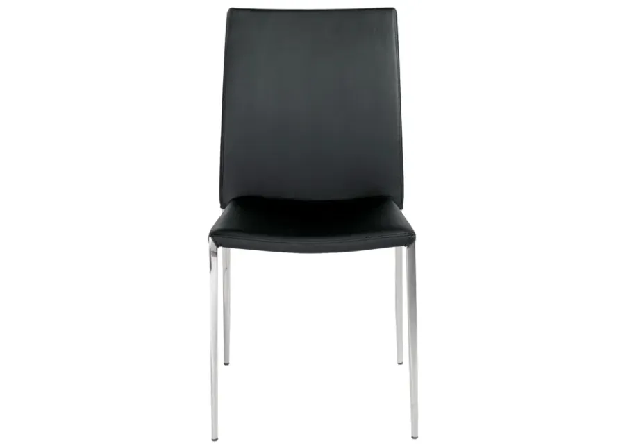 Diana Stacking Side Chair in Black with Polished Stainless Steel Legs - Set of 2