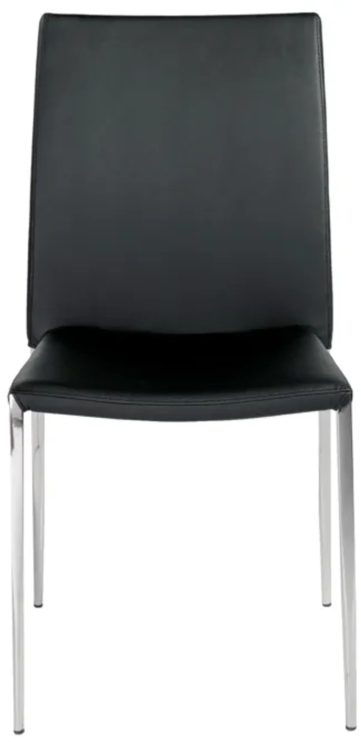 Diana Stacking Side Chair in Black with Polished Stainless Steel Legs - Set of 2