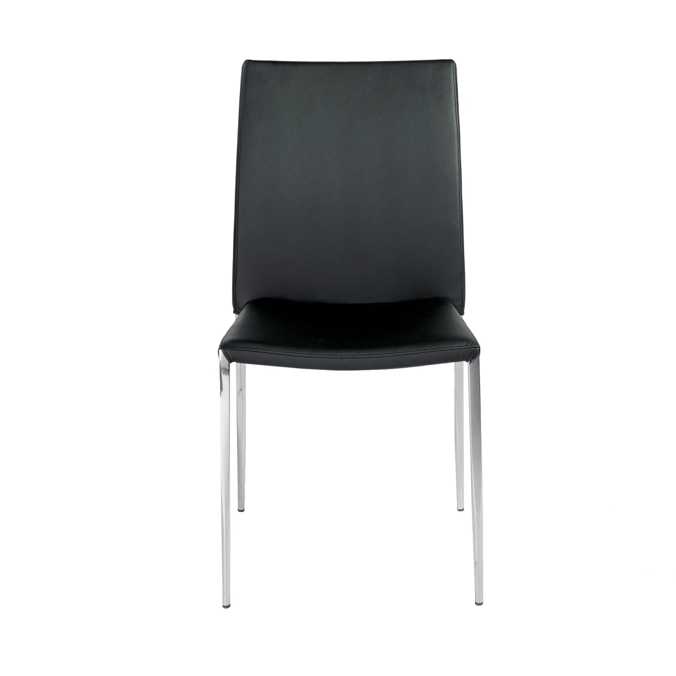 Diana Stacking Side Chair in Black with Polished Stainless Steel Legs - Set of 2