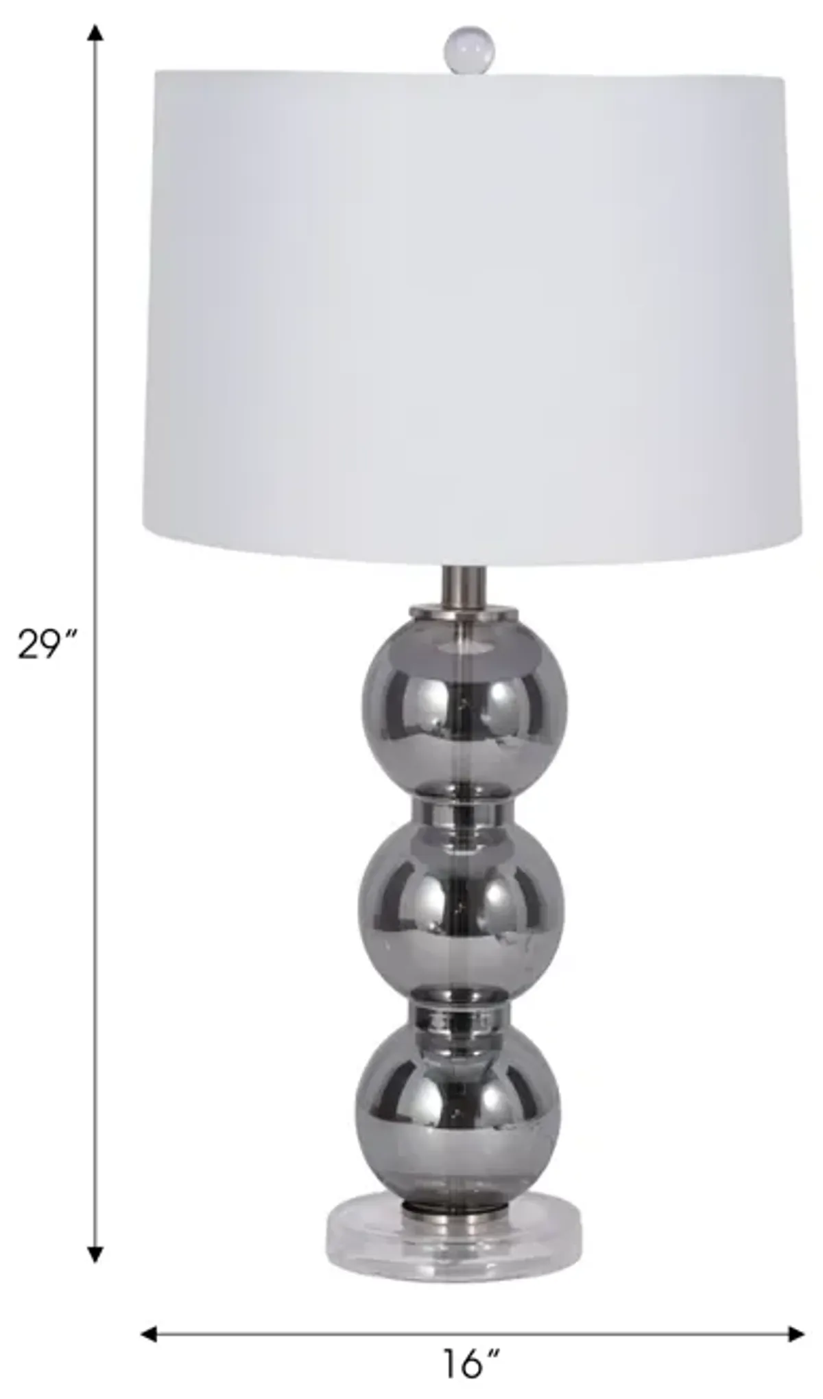 29" Stacked Glass Ball Table Lamp Crystal Base, Sm