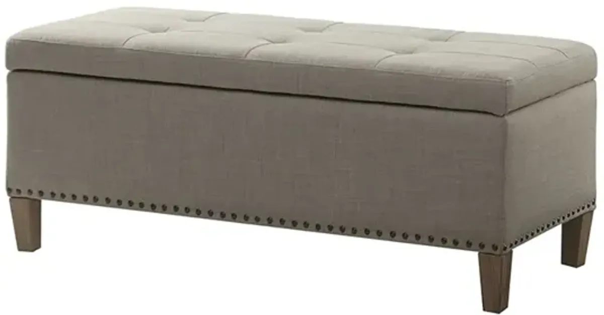 Madison Park Shandra II Light Grey Tufted Top Soft Close Storage Bench