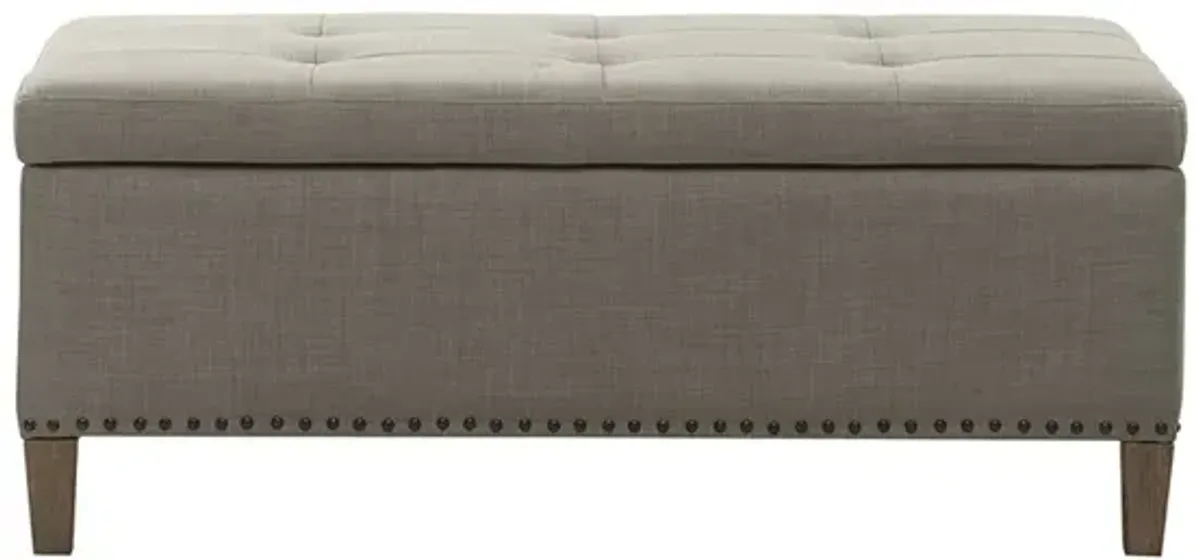 Madison Park Shandra II Light Grey Tufted Top Soft Close Storage Bench