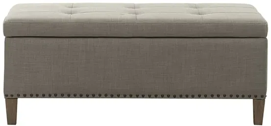 Madison Park Shandra II Light Grey Tufted Top Soft Close Storage Bench