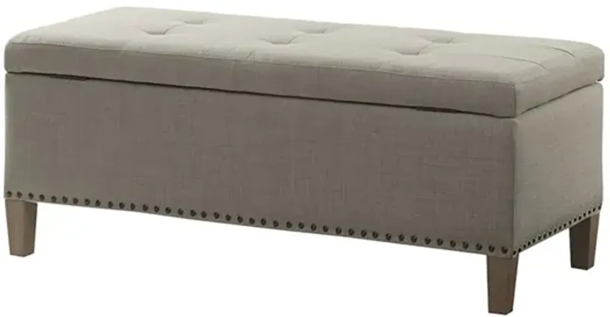 Madison Park Shandra II Light Grey Tufted Top Soft Close Storage Bench