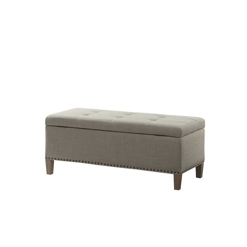 Madison Park Shandra II Light Grey Tufted Top Soft Close Storage Bench