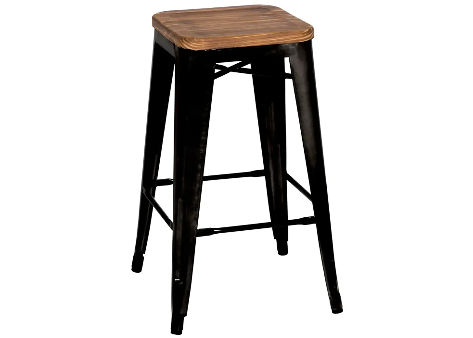 Metropolis Backless Counter Stool Wood Seat,  Black (Set of 4)