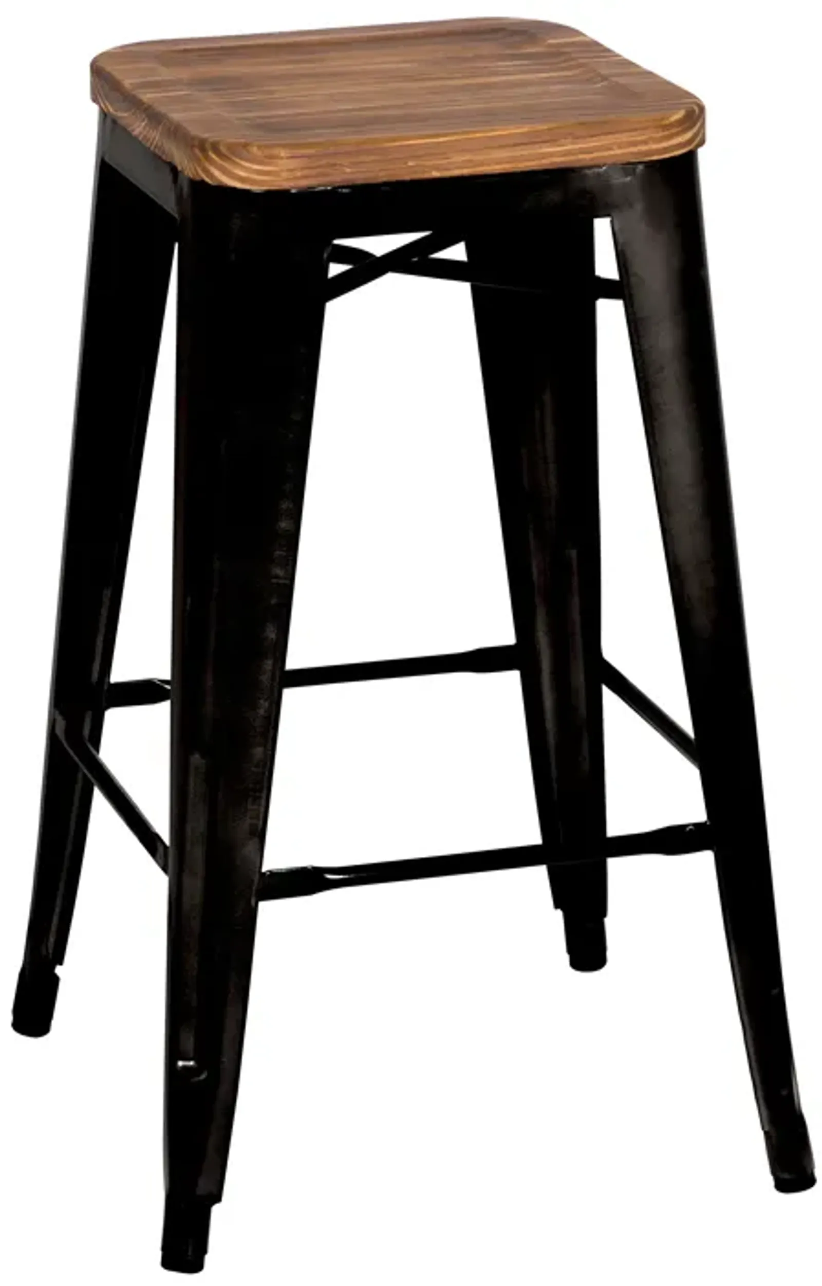 Metropolis Backless Counter Stool Wood Seat,  Black (Set of 4)