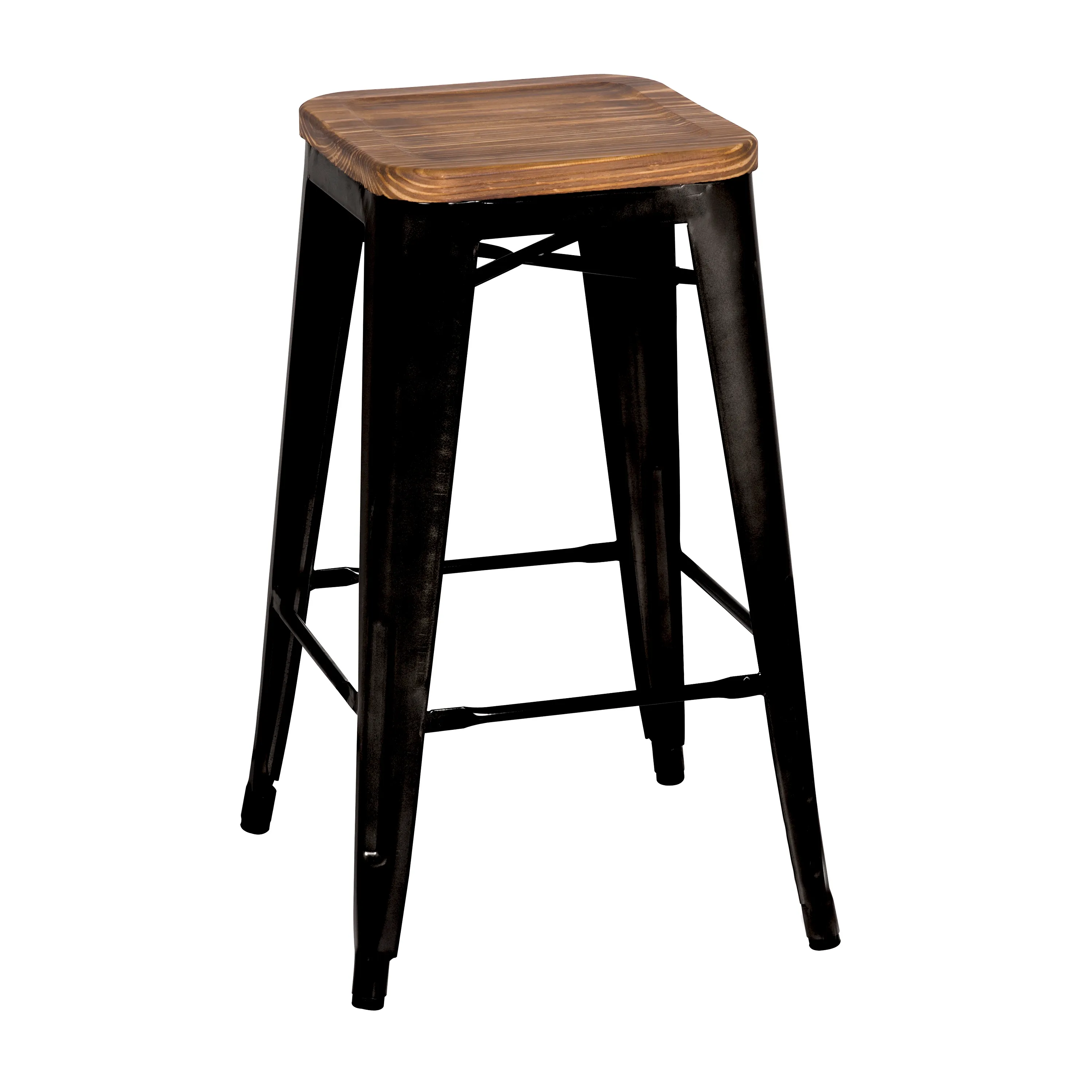 Metropolis Backless Counter Stool Wood Seat,  Black (Set of 4)