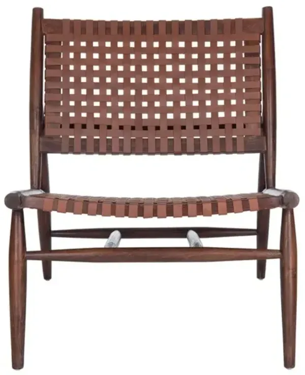 SOLEIL LEATHER WOVEN ACCENT CHAIR