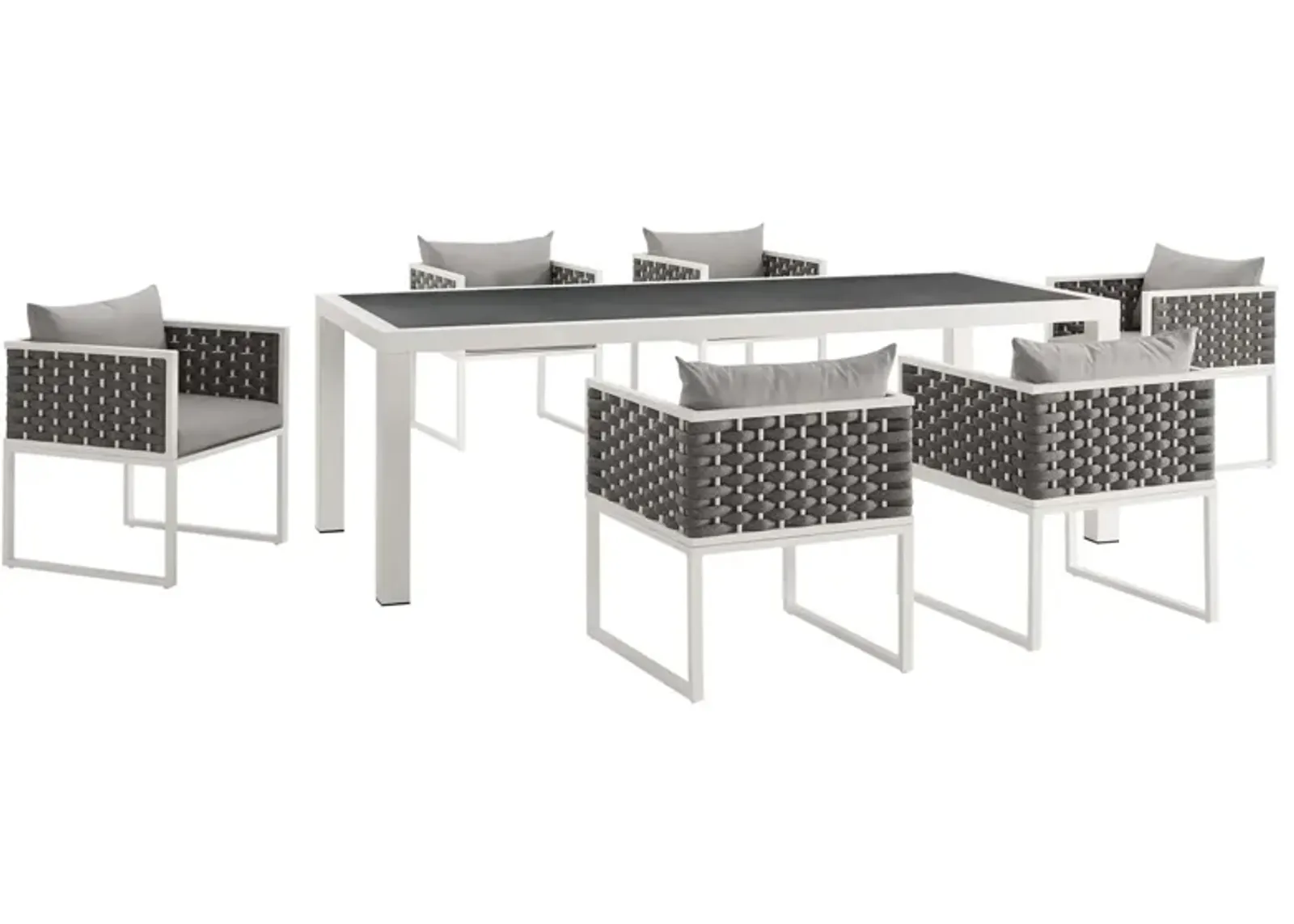 Stance 7 Piece Outdoor Patio Aluminum Dining Set