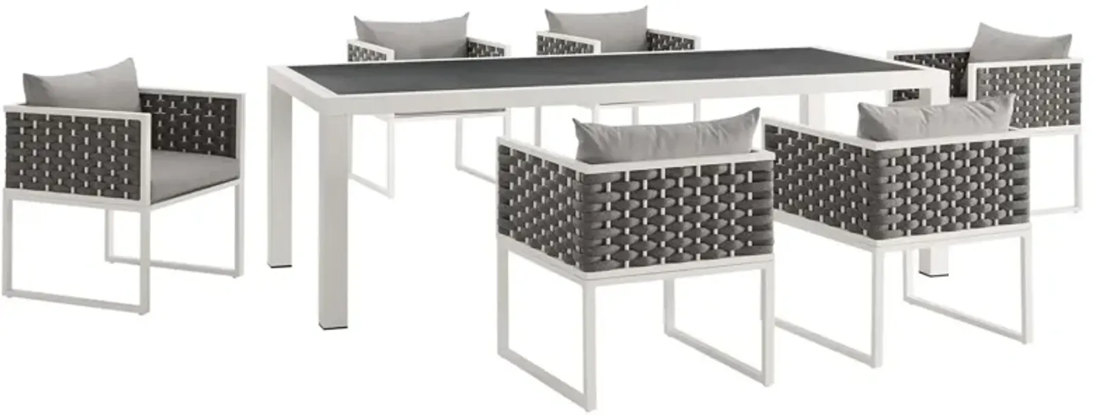 Stance 7 Piece Outdoor Patio Aluminum Dining Set