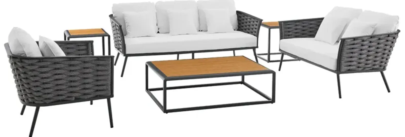 Stance 6 Piece Outdoor Patio Aluminum Sectional Sofa Set