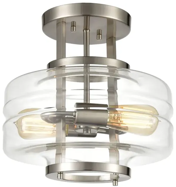 Rover 13" Wide 2-Light Semi Flush Mount - Satin Nickel