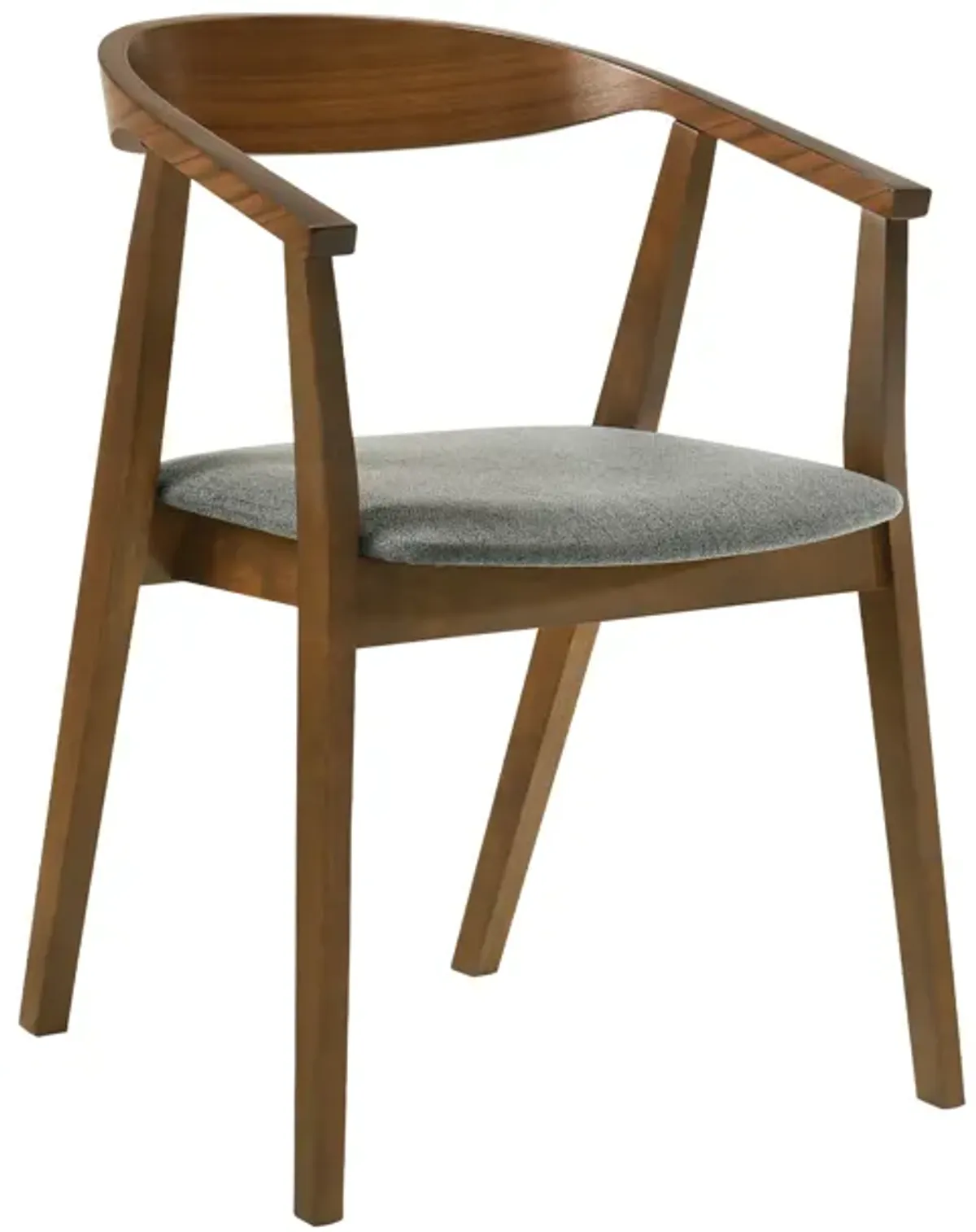 Santana Wood Dining Chair in Walnut Finish with Charcoal Fabric - Set of 2