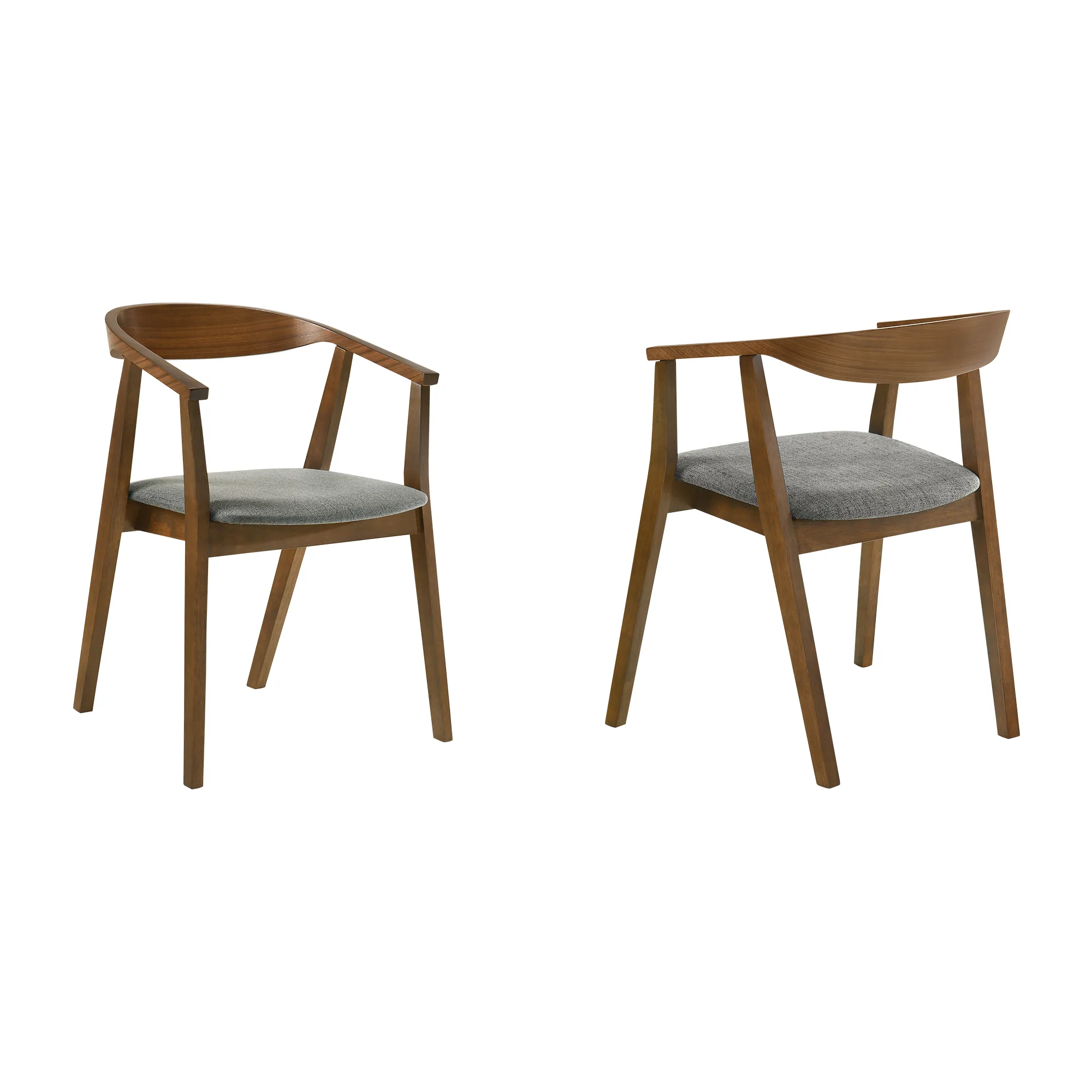 Santana Wood Dining Chair in Walnut Finish with Charcoal Fabric - Set of 2