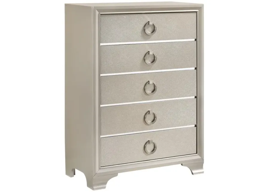 Salford 5-drawer Chest Metallic Sterling