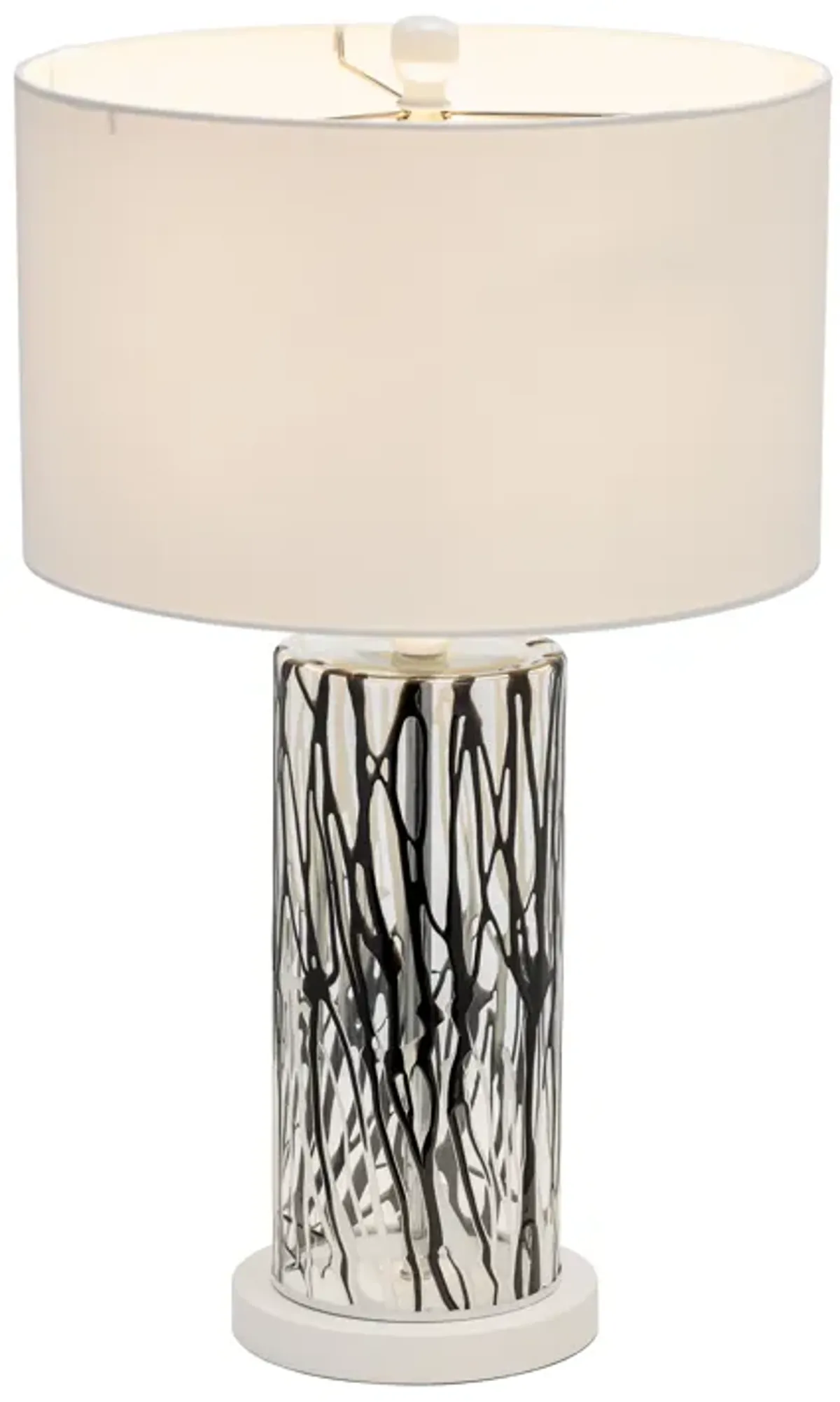 Glass, 25" Streaked Table Lamp, Black/white