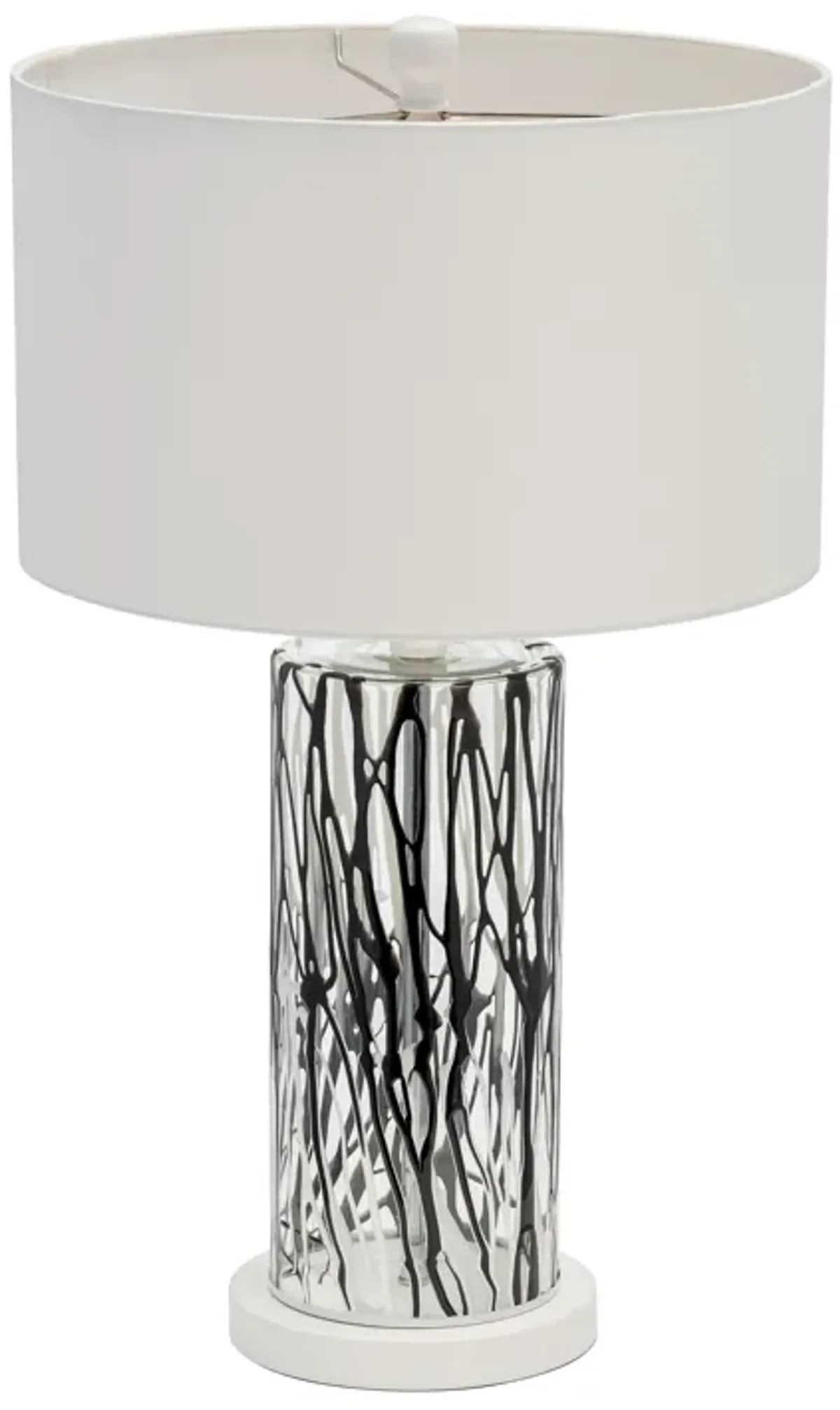 Glass, 25" Streaked Table Lamp, Black/white