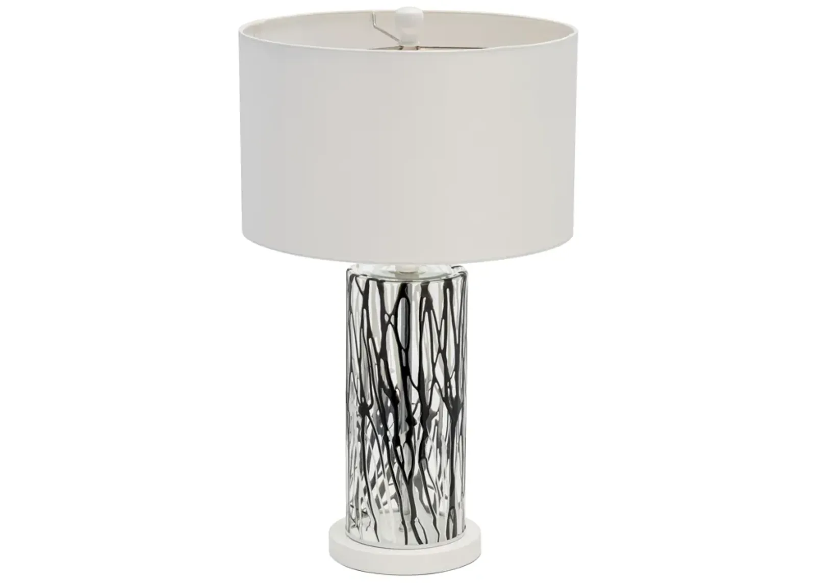 Glass, 25" Streaked Table Lamp, Black/white