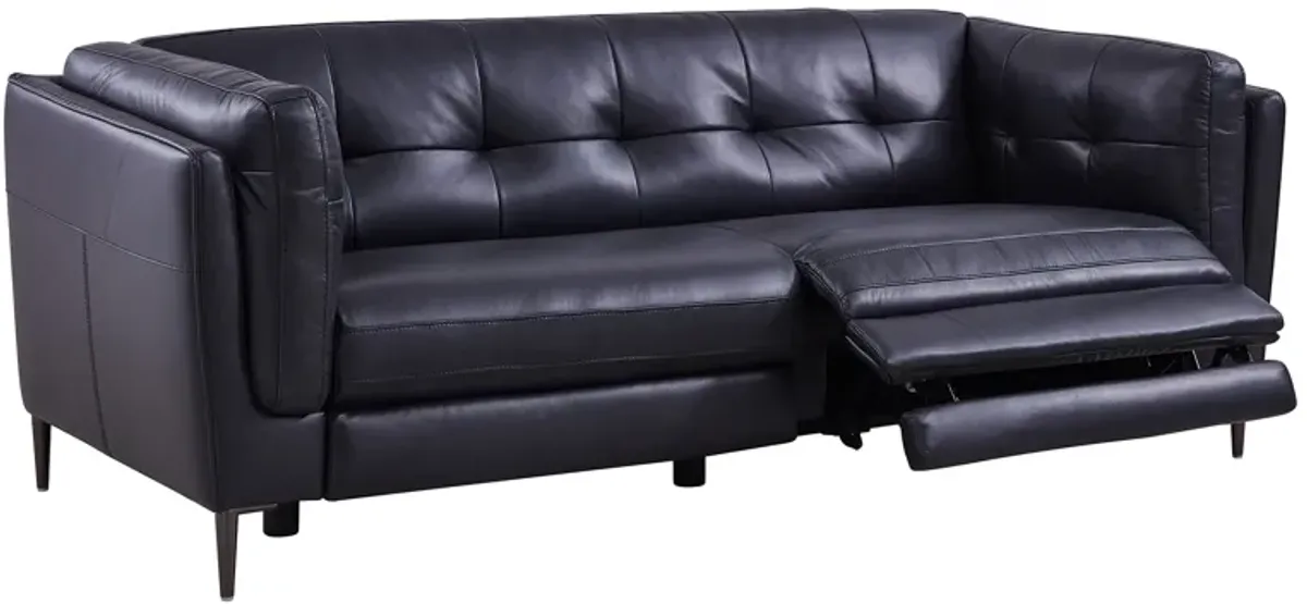 Primrose Contemporary Sofa in Dark Metal Finish and Navy Genuine Leather