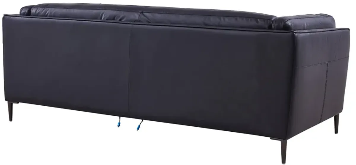 Primrose Contemporary Sofa in Dark Metal Finish and Navy Genuine Leather