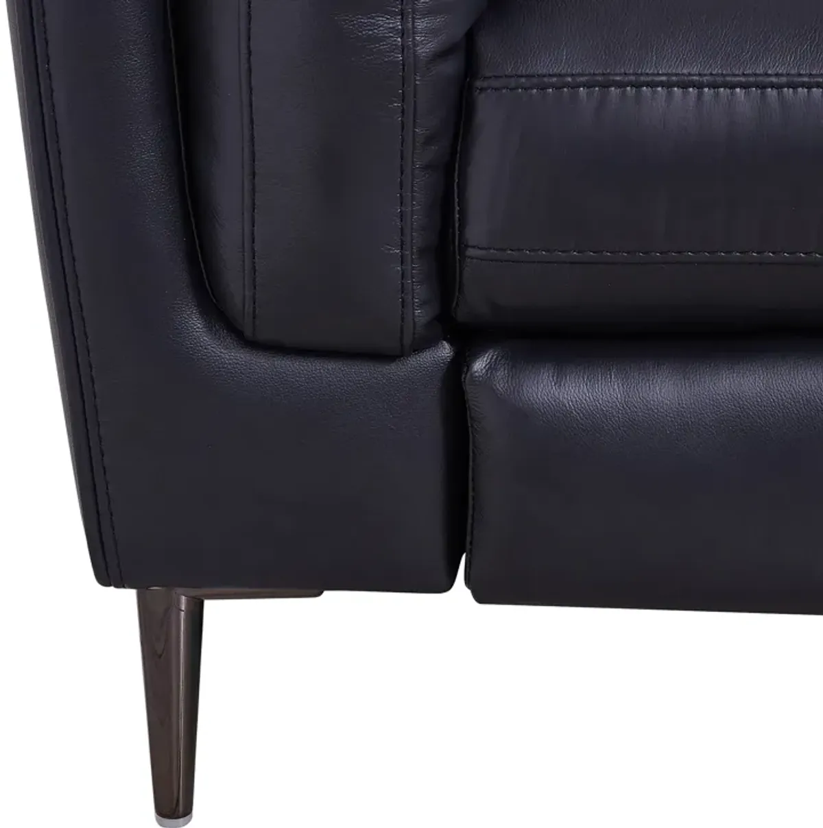 Primrose Contemporary Sofa in Dark Metal Finish and Navy Genuine Leather