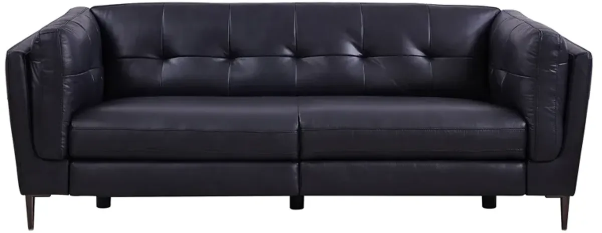 Primrose Contemporary Sofa in Dark Metal Finish and Navy Genuine Leather