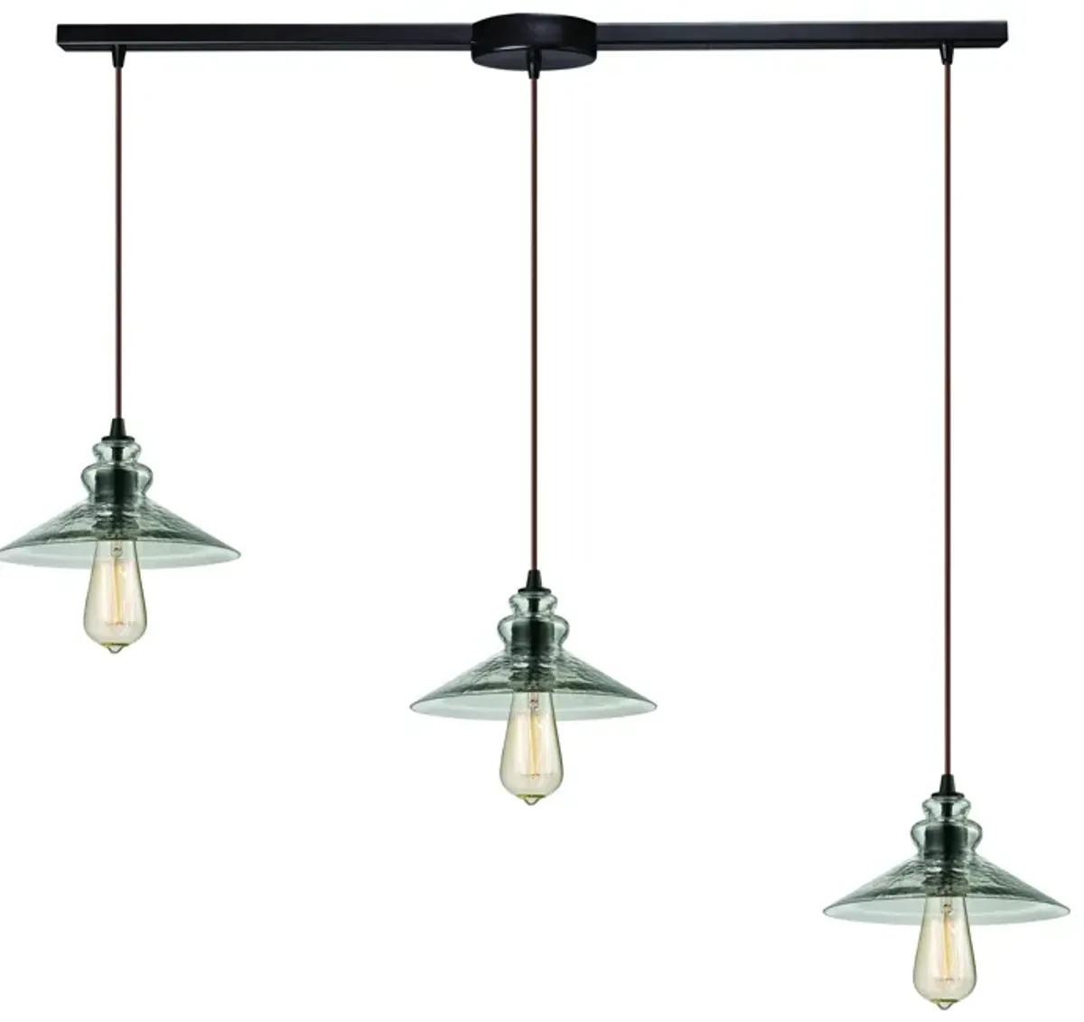 Hammered Glass 5" Wide 3-Light Mini Pendant - Oil Rubbed Bronze