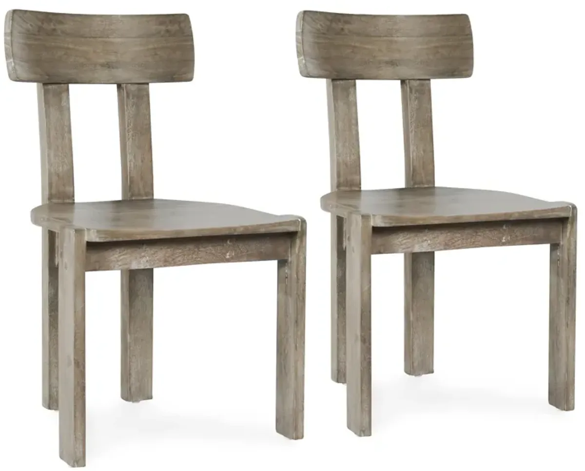 Sedia Set of Two Solid Wood Mango Dining Chair in Ash