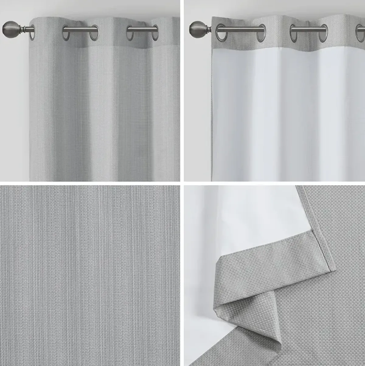 Madison Park Galen Grey Basketweave Room Darkening Curtain Panel Pair