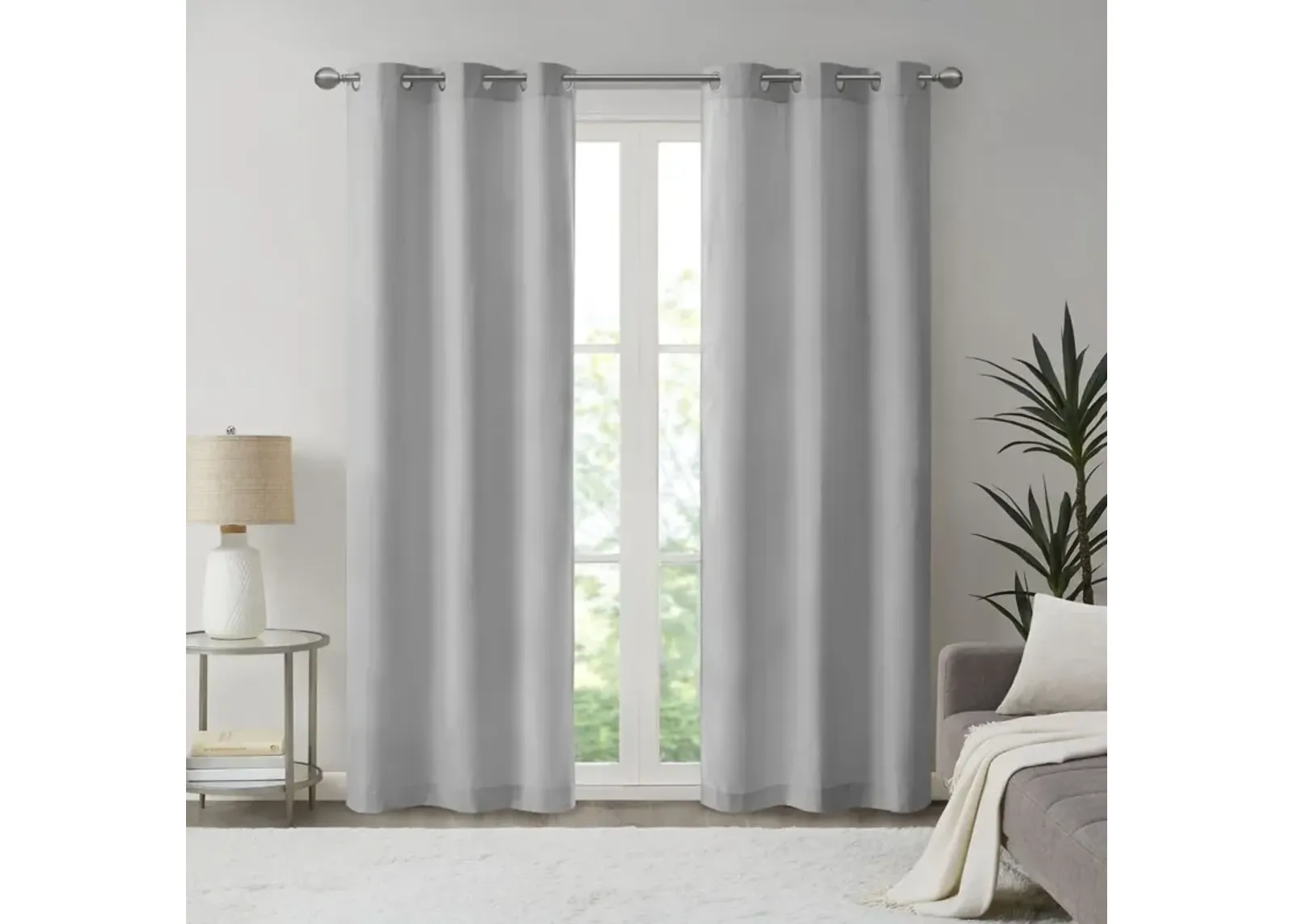 Madison Park Galen Grey Basketweave Room Darkening Curtain Panel Pair