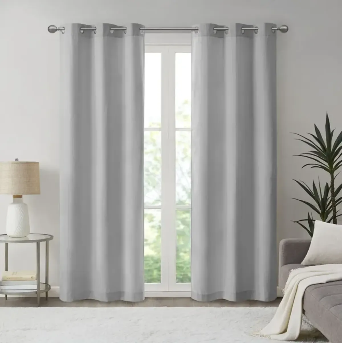 Madison Park Galen Grey Basketweave Room Darkening Curtain Panel Pair