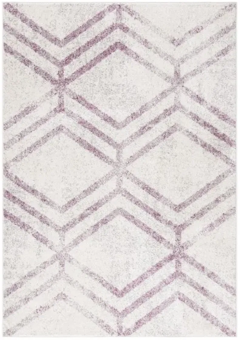 ADIRONDACK Contemporary Ivory / Plum 5'-1" X 7'-6" Powerloomed Rug