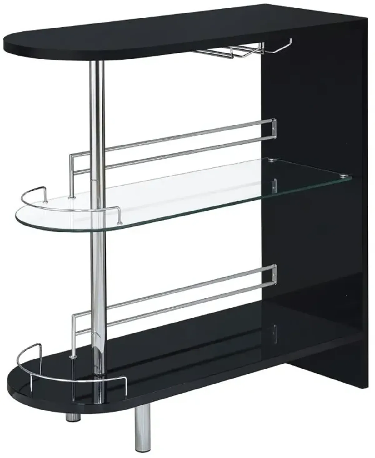 Adolfo 3-tier Bar Table Glossy Black and Clear