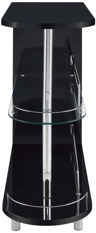 Adolfo 3-tier Bar Table Glossy Black and Clear