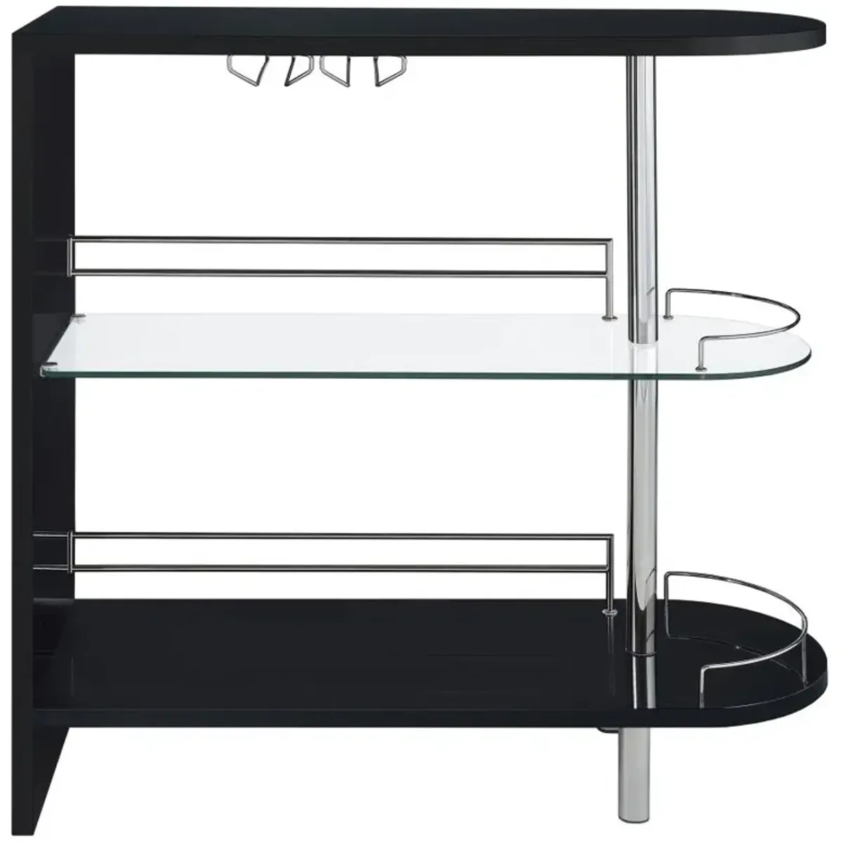 Adolfo 3-tier Bar Table Glossy Black and Clear